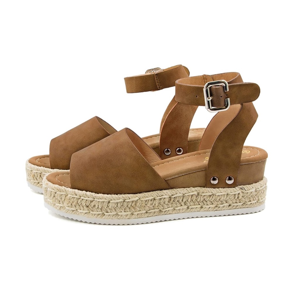 Women's Platform Sandals Espadrille Wedge Ankle Strap Studded Open Toe Sandals